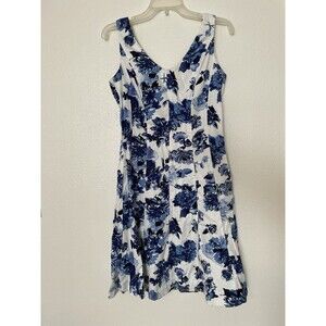 Chaps Royal Blue Floral Womens Sz 2 Dress Sleeveless